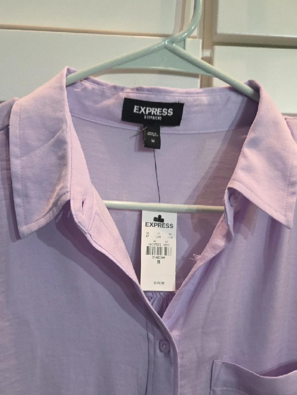 Express Women’s Light Lavender Button-Down Shirt - Picture 2 of 2